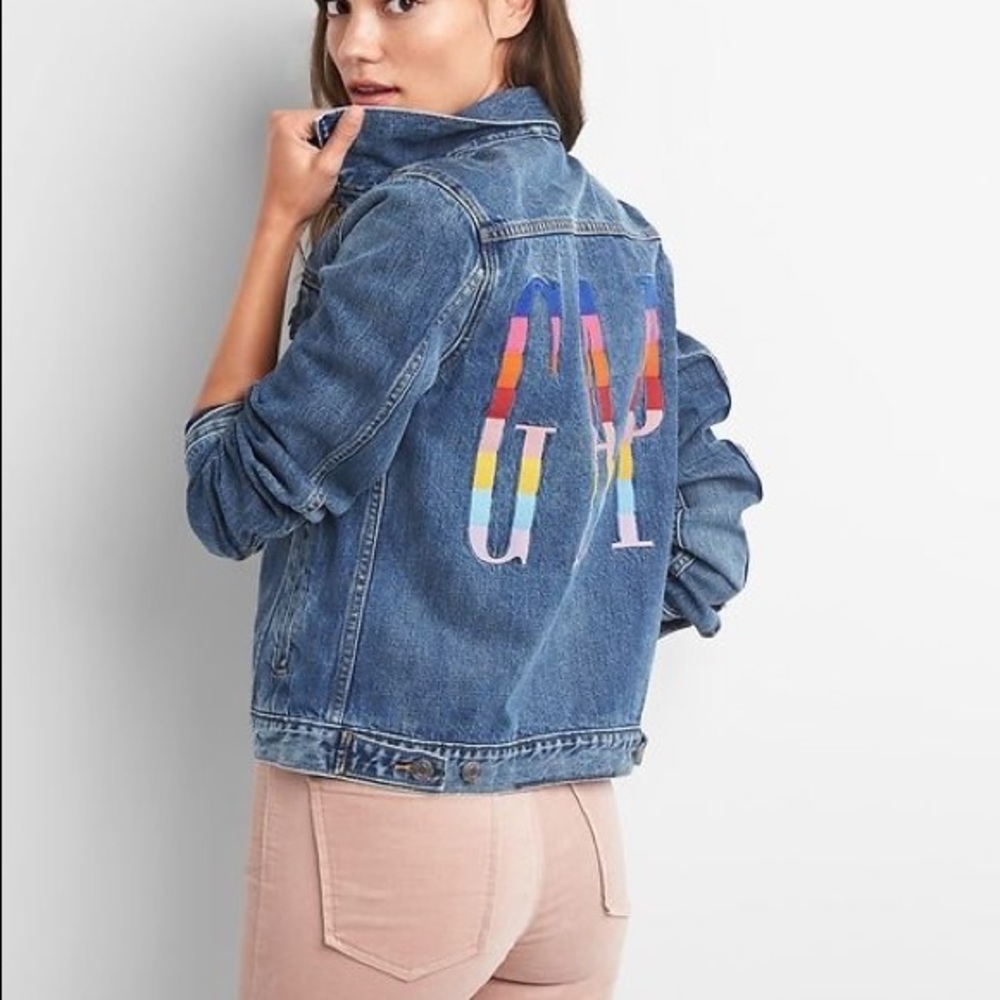 NWOT Gap crazy stripe denim jacket